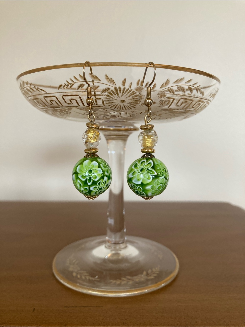 Vintage Murano Glass Bead Drop Earrings